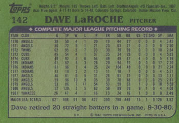 Dave LaRoche  baseball card collectible - Main Image 2