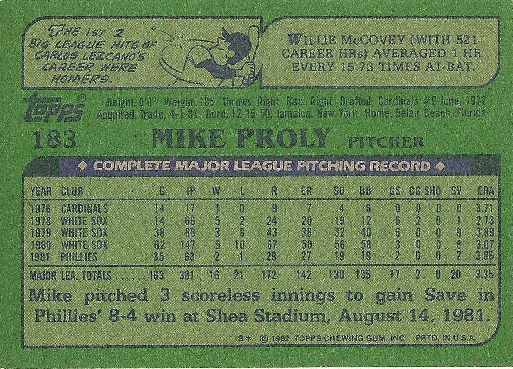 Mike Proly  baseball card collectible - Main Image 2