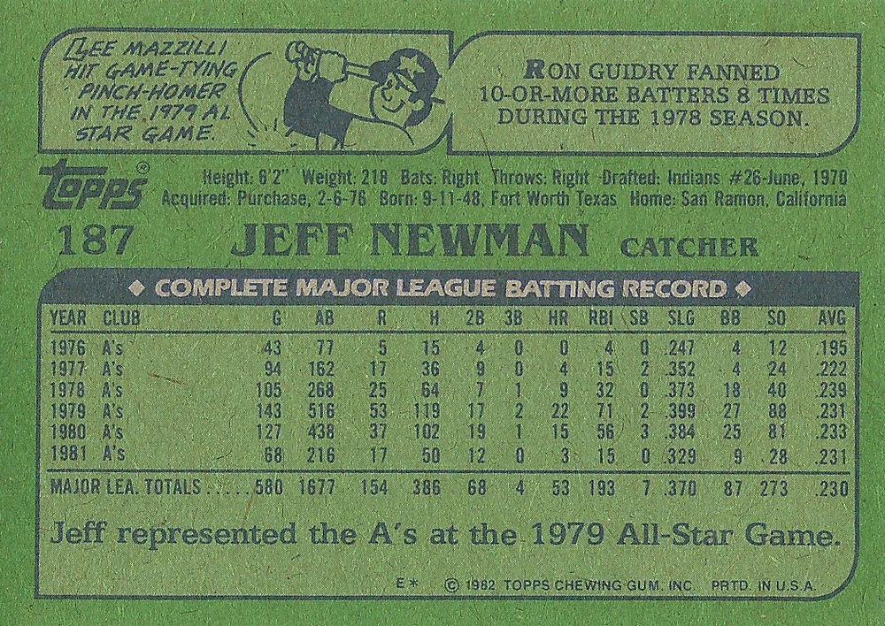 Jeff Newman  baseball card collectible - Main Image 2