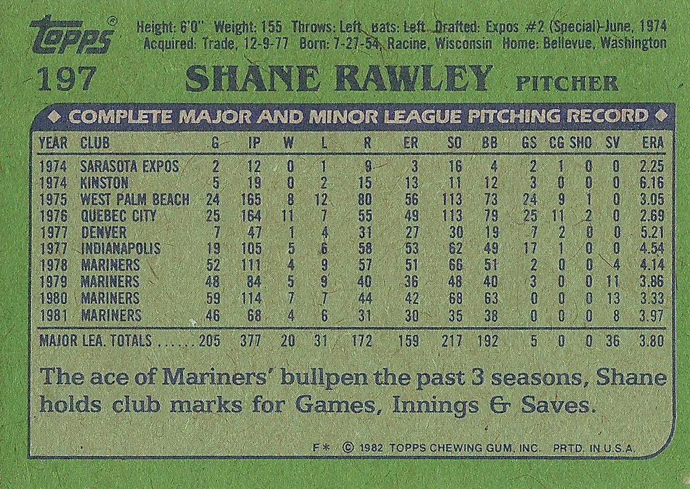 Shane Rawley  baseball card collectible - Main Image 2