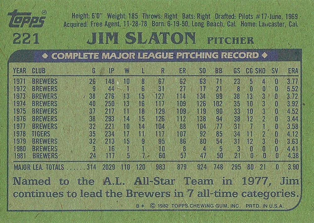 Jim Slaton  baseball card collectible - Main Image 2
