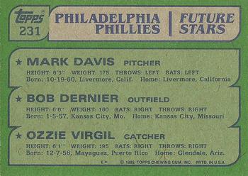 Phillies Future Stars (Mark Davis / Bob Dernier / Ozzie Virgil)  baseball card collectible - Main Image 2