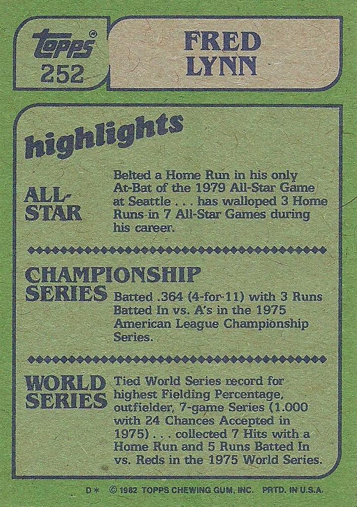 Fred Lynn  baseball card collectible - Main Image 2