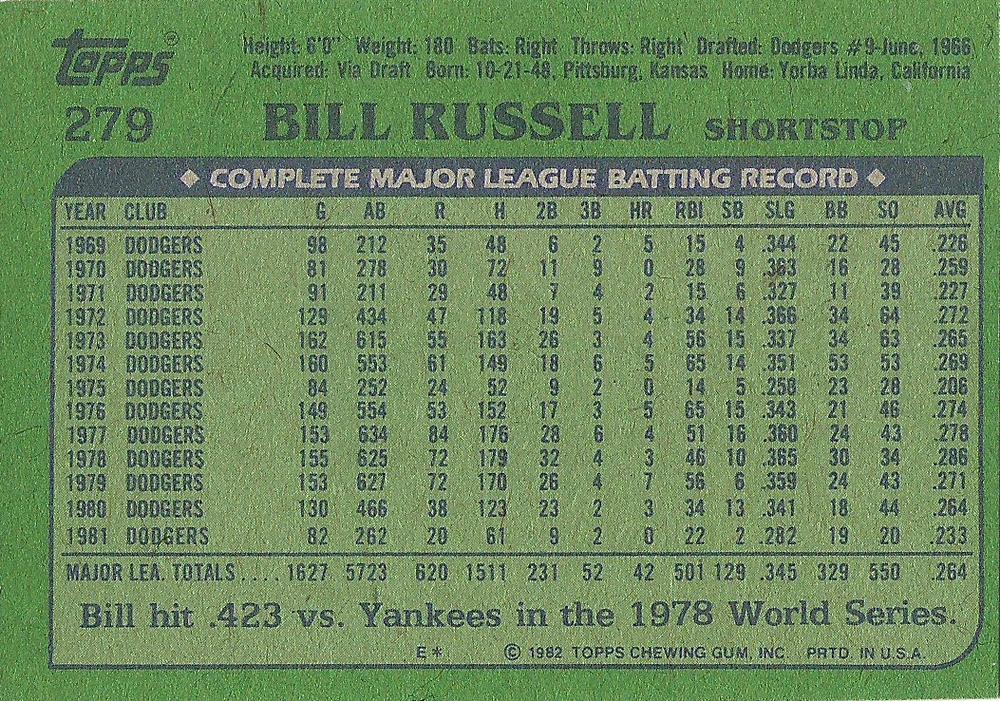 Bill Russell  baseball card collectible - Main Image 2