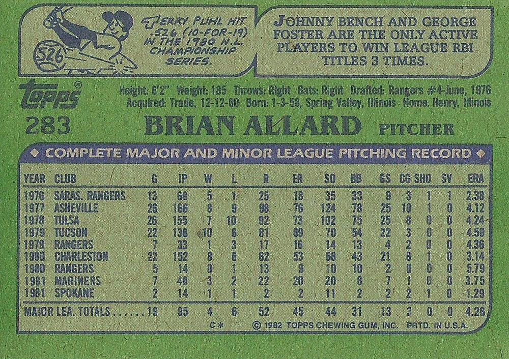 Brian Allard  baseball card collectible - Main Image 2