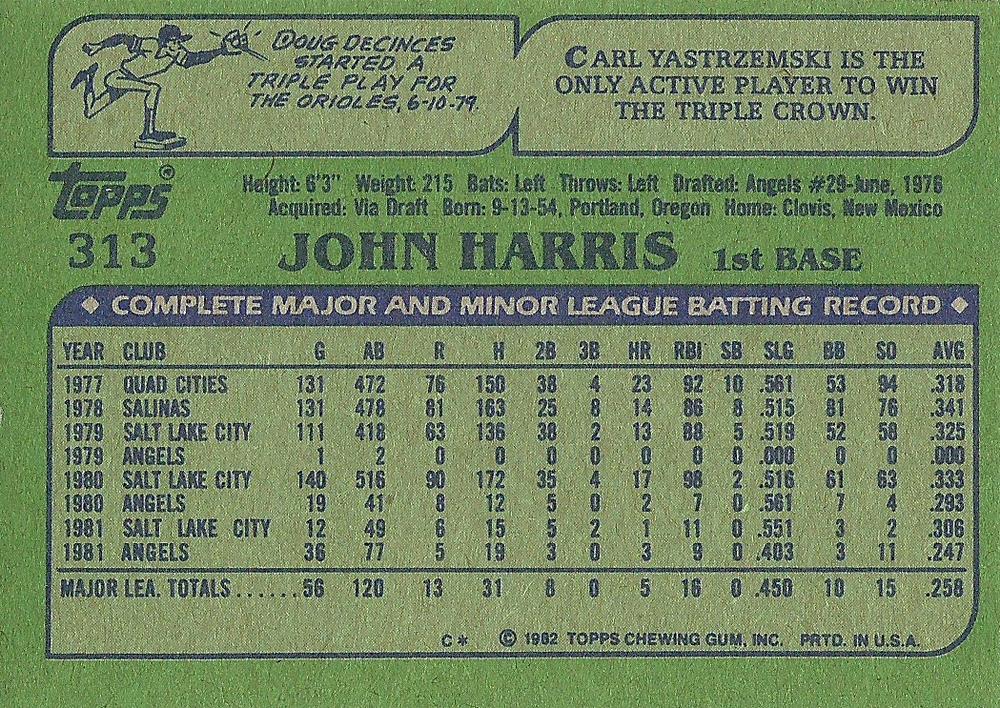 John Harris  baseball card collectible - Main Image 2