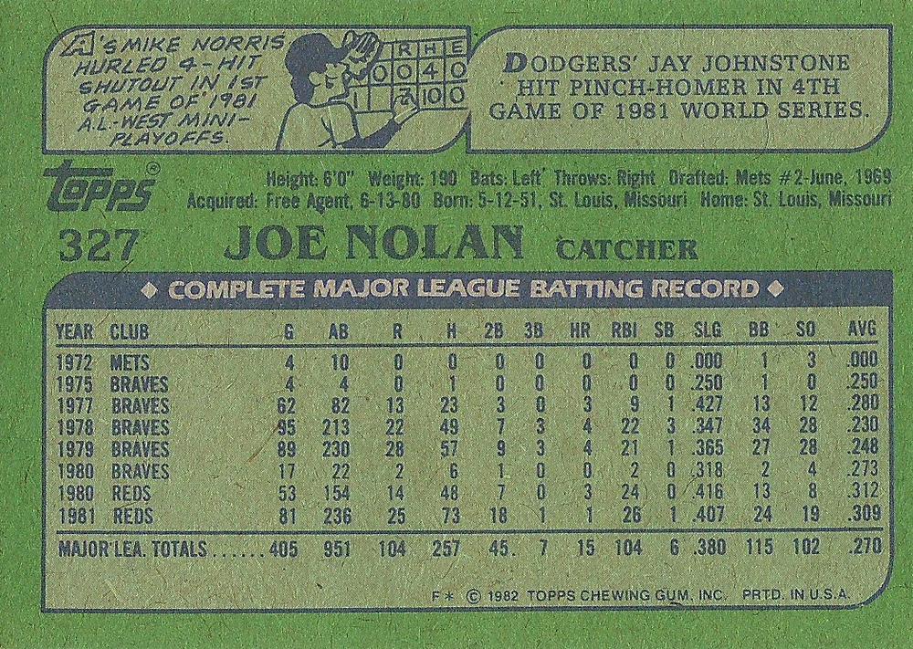 Joe Nolan  baseball card collectible - Main Image 2