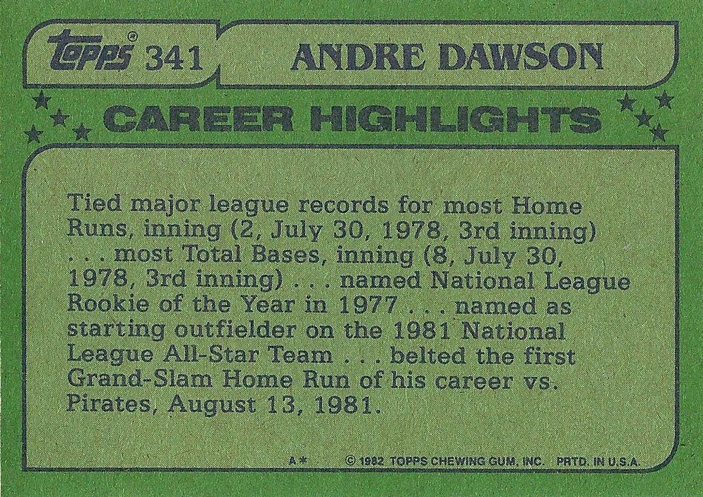 Andre Dawson  baseball card collectible - Main Image 2
