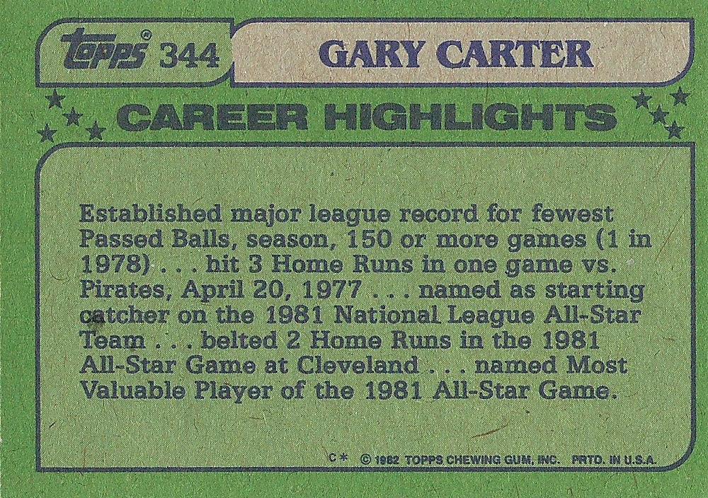 Gary Carter  baseball card collectible - Main Image 2