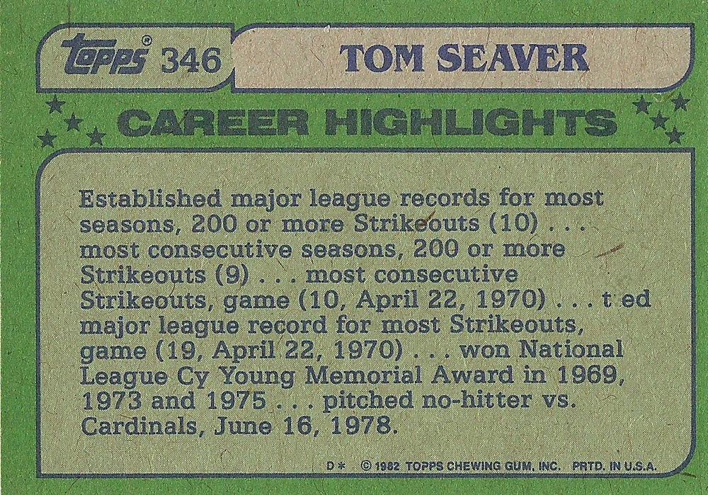 Tom Seaver  baseball card collectible - Main Image 2