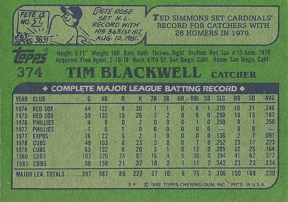 Tim Blackwell  baseball card collectible - Main Image 2