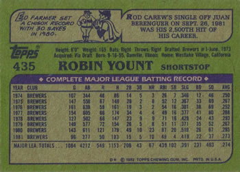 Robin Yount  baseball card collectible - Main Image 2