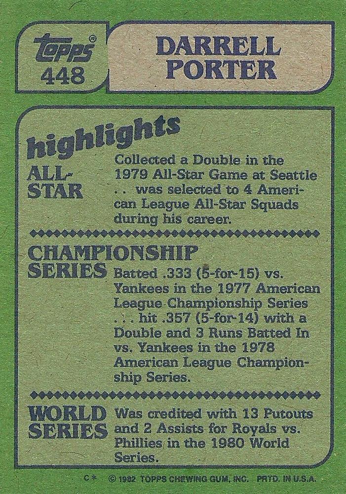 Darrell Porter  baseball card collectible - Main Image 2