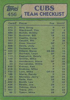 Cubs Leaders / Checklist (Bill Buckner / Randy Martz)  baseball card collectible - Main Image 2