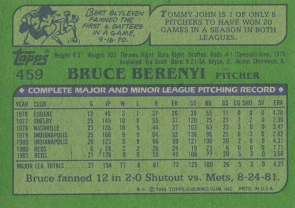 Bruce Berenyi  baseball card collectible - Main Image 2