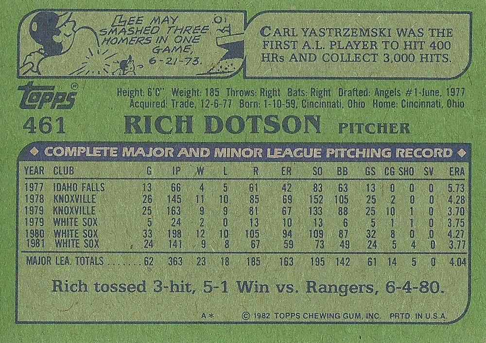 Rich Dotson  baseball card collectible - Main Image 2