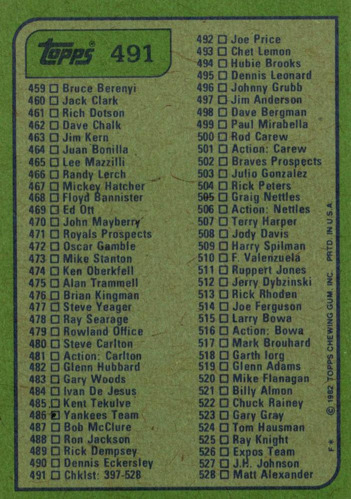 Checklist: 397-528  baseball card collectible - Main Image 2