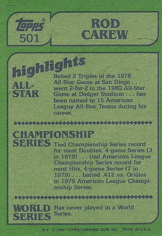 Rod Carew  baseball card collectible - Main Image 2