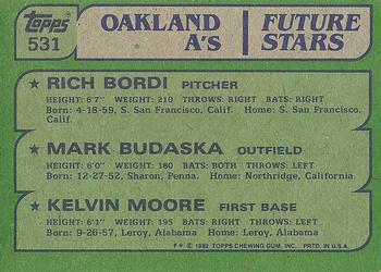 A’s Future Stars (Rich Bordi / Mark Budaska / Kelvin Moore)  baseball card collectible - Main Image 2
