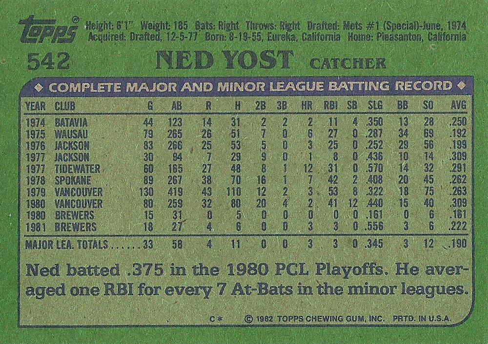 Ned Yost  baseball card collectible - Main Image 2