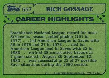 Rich Gossage  baseball card collectible - Main Image 2