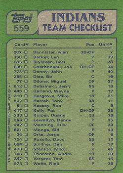 Indians Leaders / Checklist (Mike Hargrove / Bert Blyleven)  baseball card collectible - Main Image 2