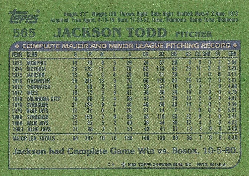 Jackson Todd  baseball card collectible - Main Image 2