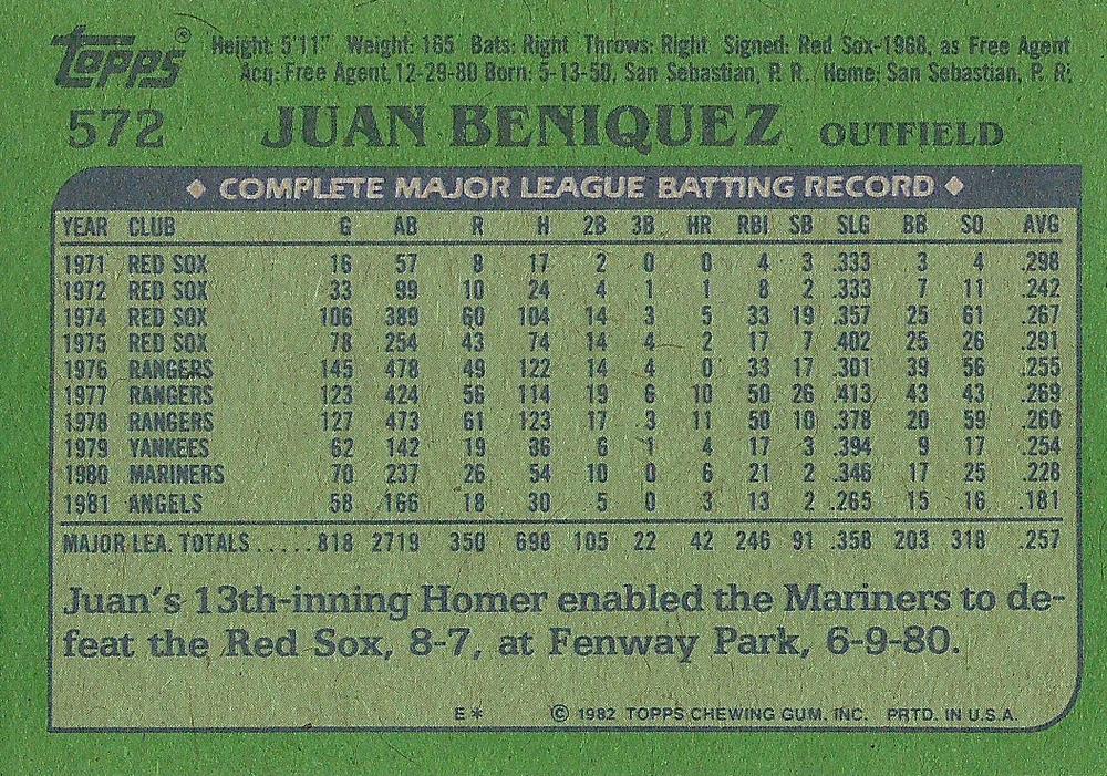 Juan Beniquez  baseball card collectible - Main Image 2