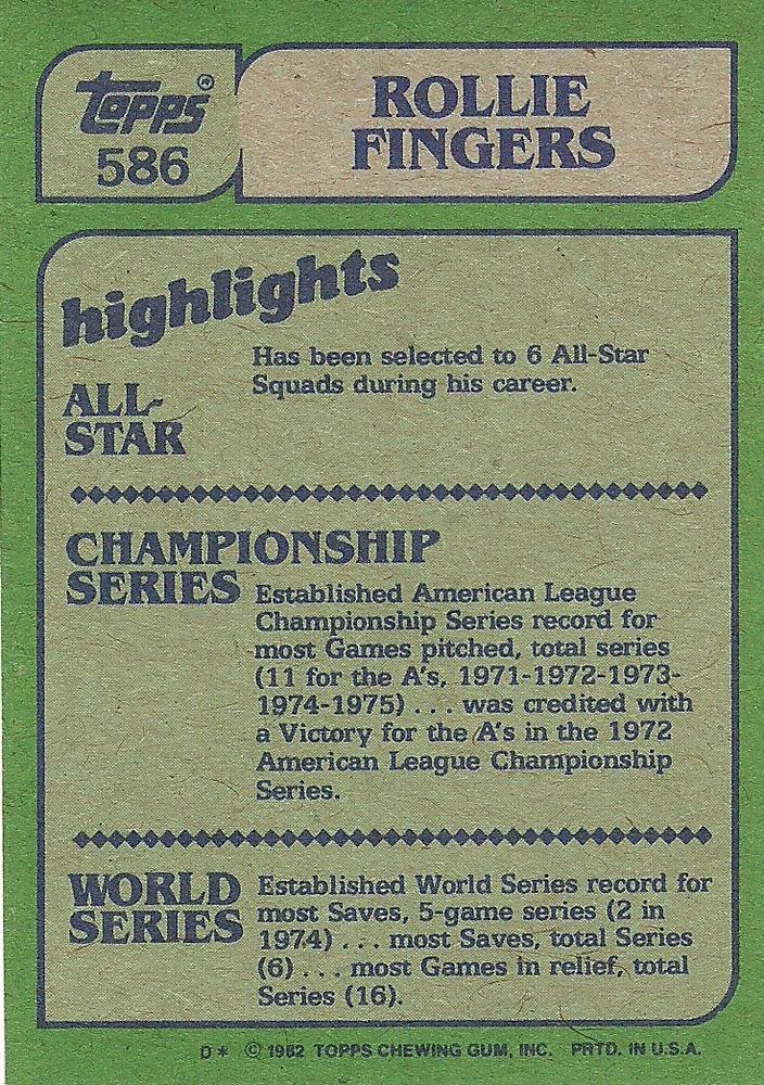 Rollie Fingers  baseball card collectible - Main Image 2