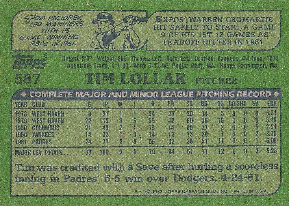 Tim Lollar  baseball card collectible - Main Image 2