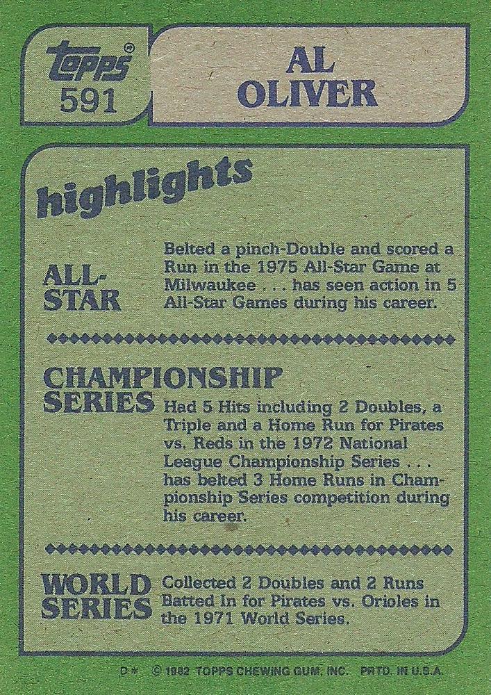 Al Oliver  baseball card collectible - Main Image 2