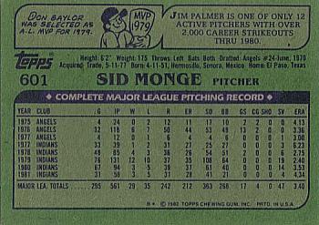 Sid Monge  baseball card collectible - Main Image 2