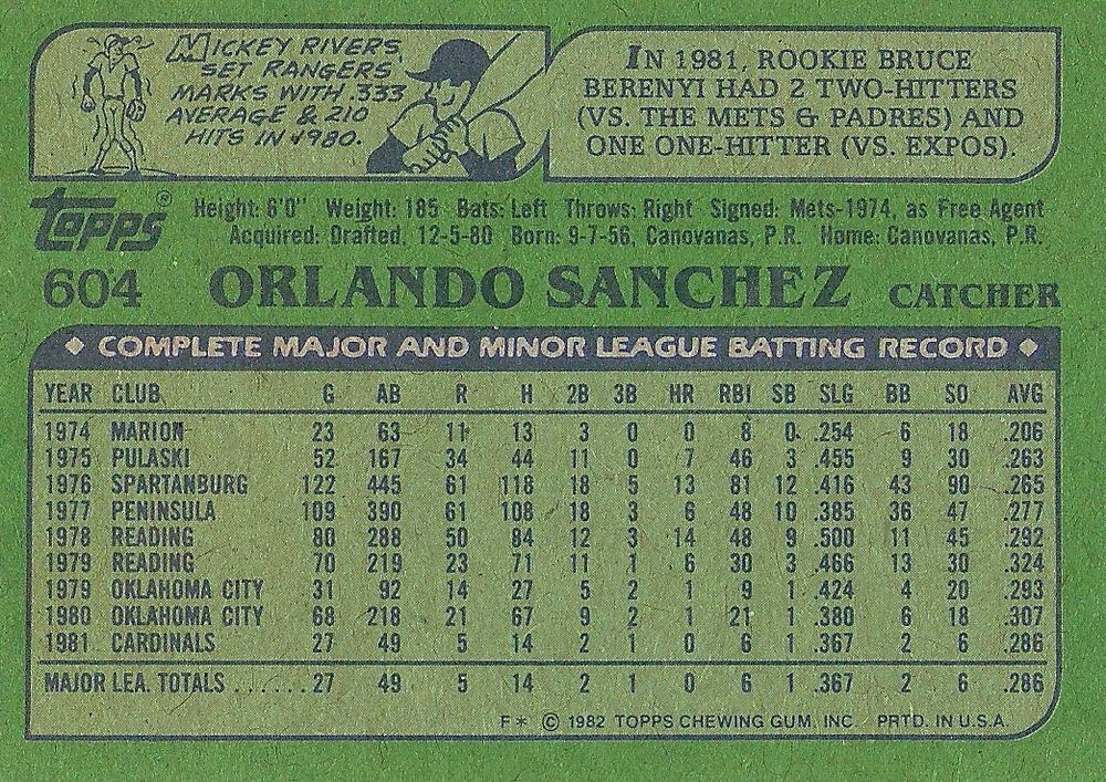 Orlando Sanchez  baseball card collectible - Main Image 2