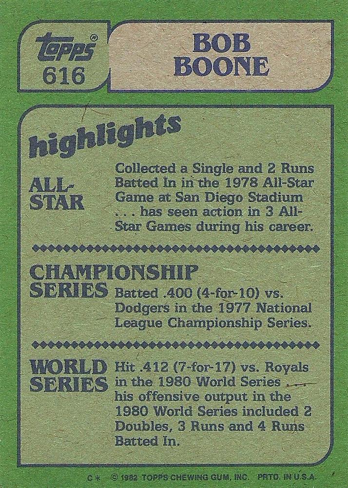 Bob Boone  baseball card collectible - Main Image 2