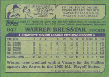 Warren Brusstar  baseball card collectible - Main Image 2