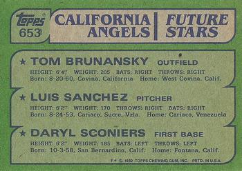 Angels Future Stars (Tom Brunansky / Luis Sanchez / Daryl Sconiers)  baseball card collectible - Main Image 2