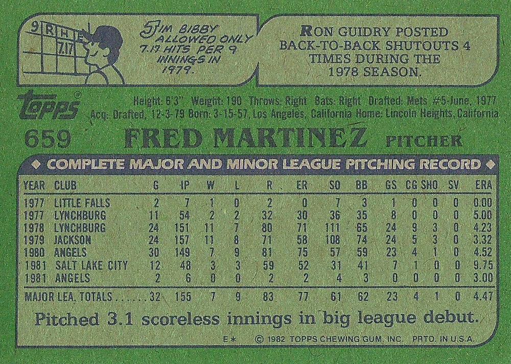 Fred Martinez  baseball card collectible - Main Image 2