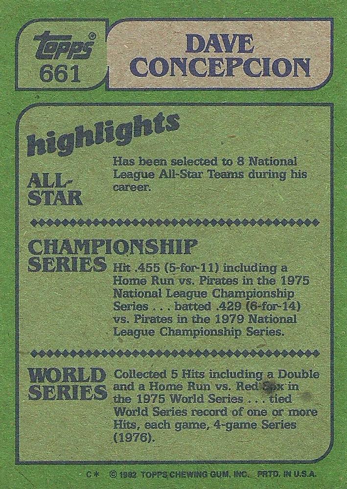 Dave Concepcion  baseball card collectible - Main Image 2