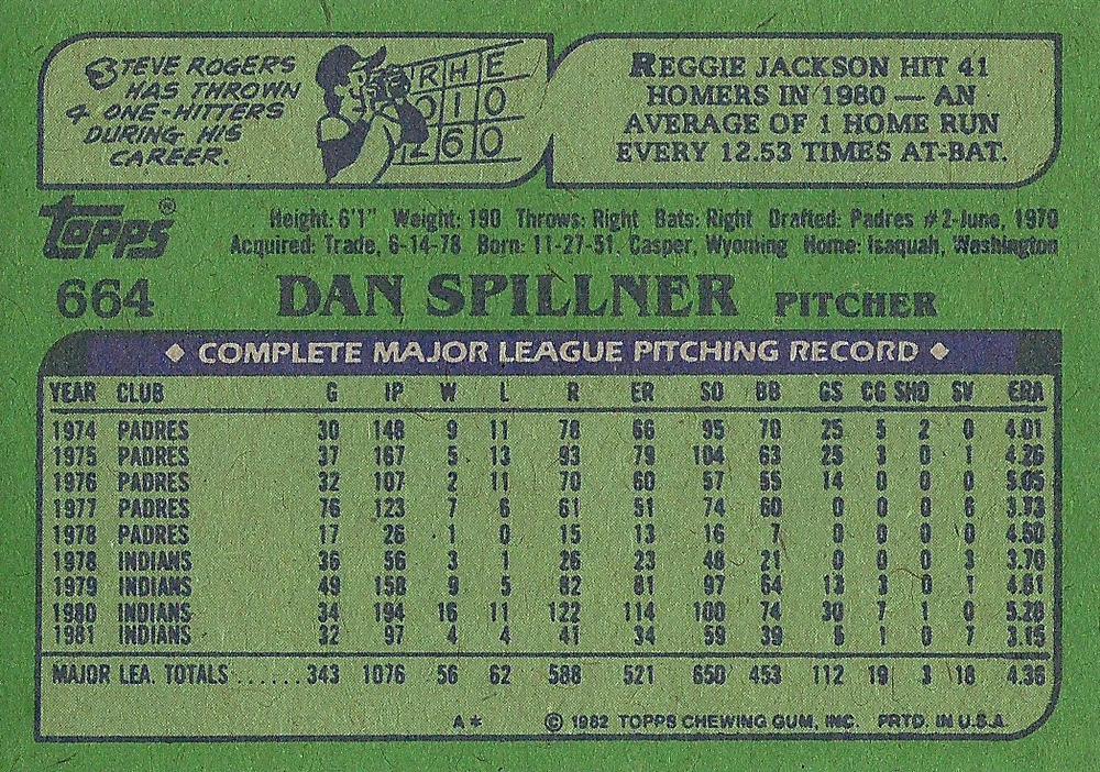Dan Spillner  baseball card collectible - Main Image 2