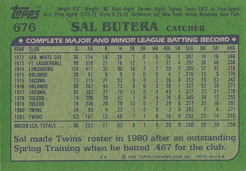 Sal Butera  baseball card collectible - Main Image 2