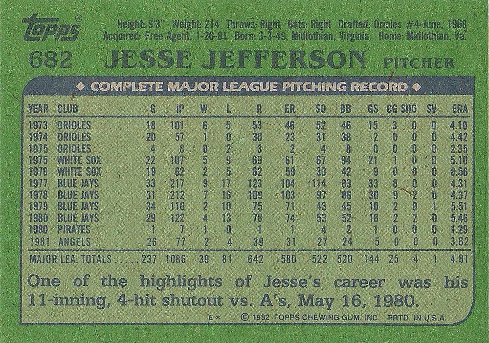 Jesse Jefferson  baseball card collectible - Main Image 2