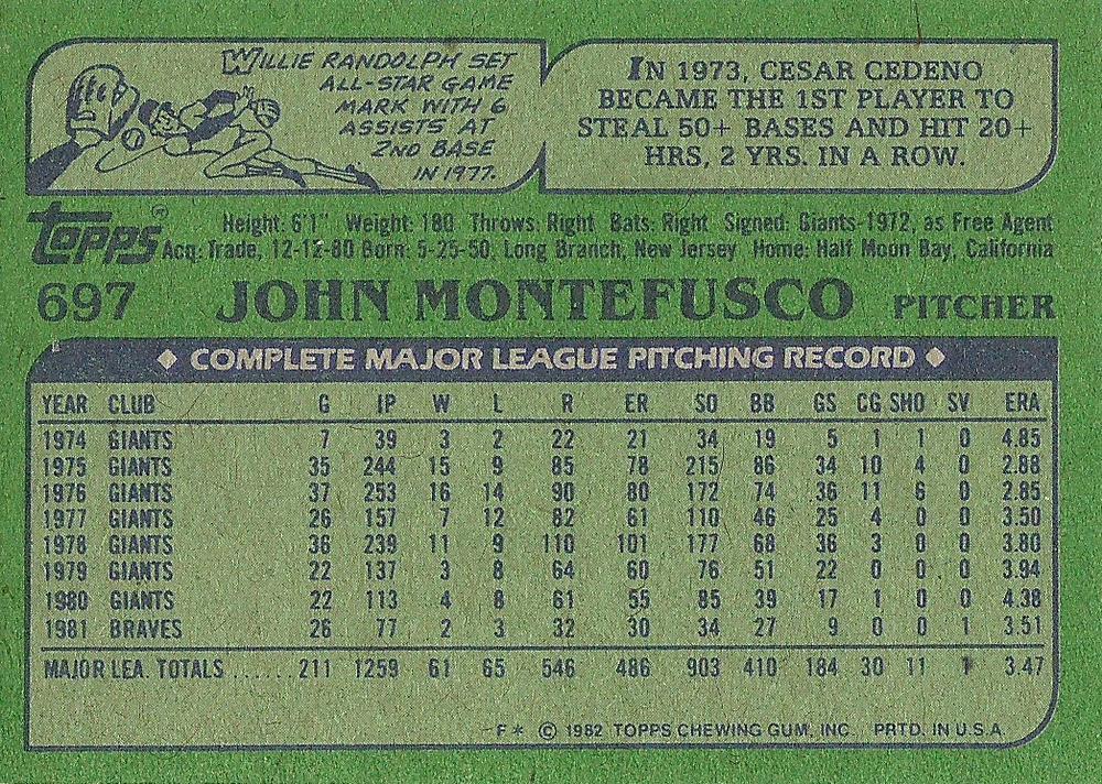 John Montefusco  baseball card collectible - Main Image 2