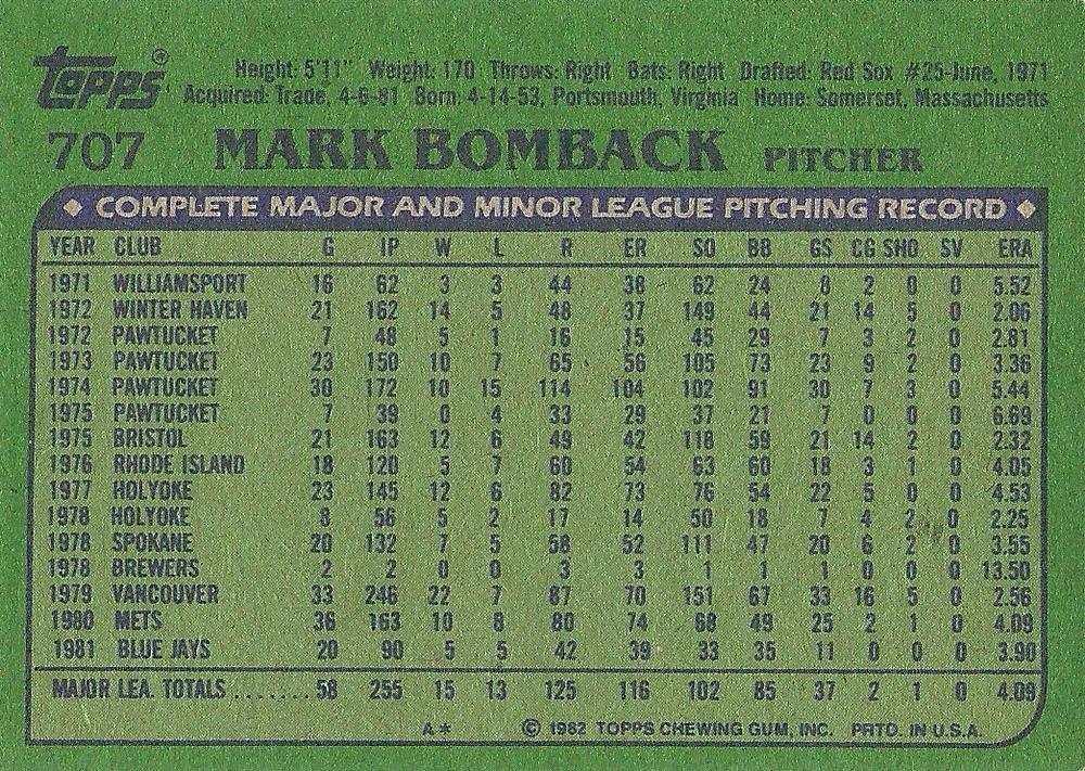 Mark Bomback  baseball card collectible - Main Image 2
