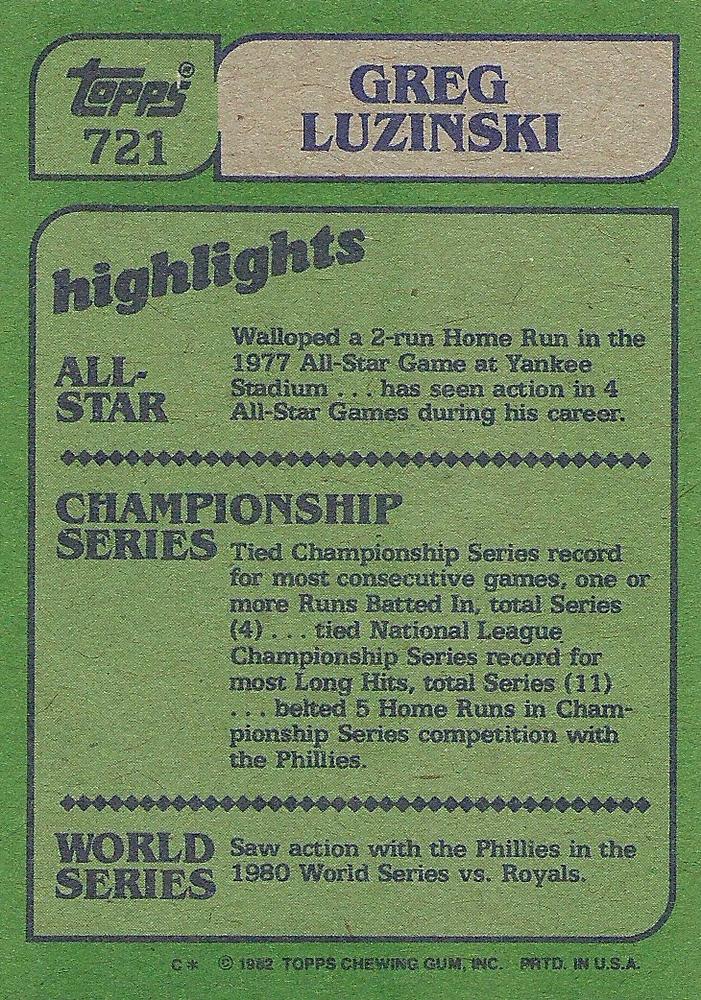 Greg Luzinski  baseball card collectible - Main Image 2