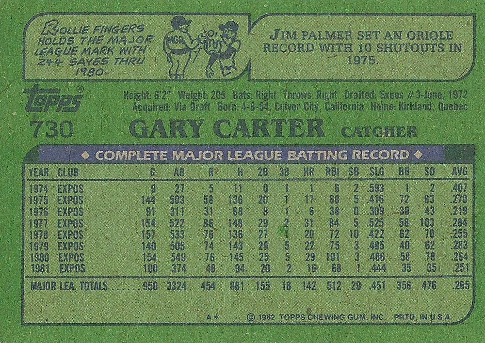 Gary Carter  baseball card collectible - Main Image 2