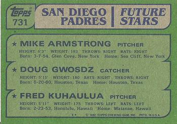Padres Future Stars (Mike Armstrong / Doug Gwosdz / Fred Kuhaulua)  baseball card collectible - Main Image 2