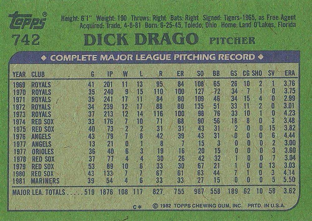 Dick Drago  baseball card collectible - Main Image 2