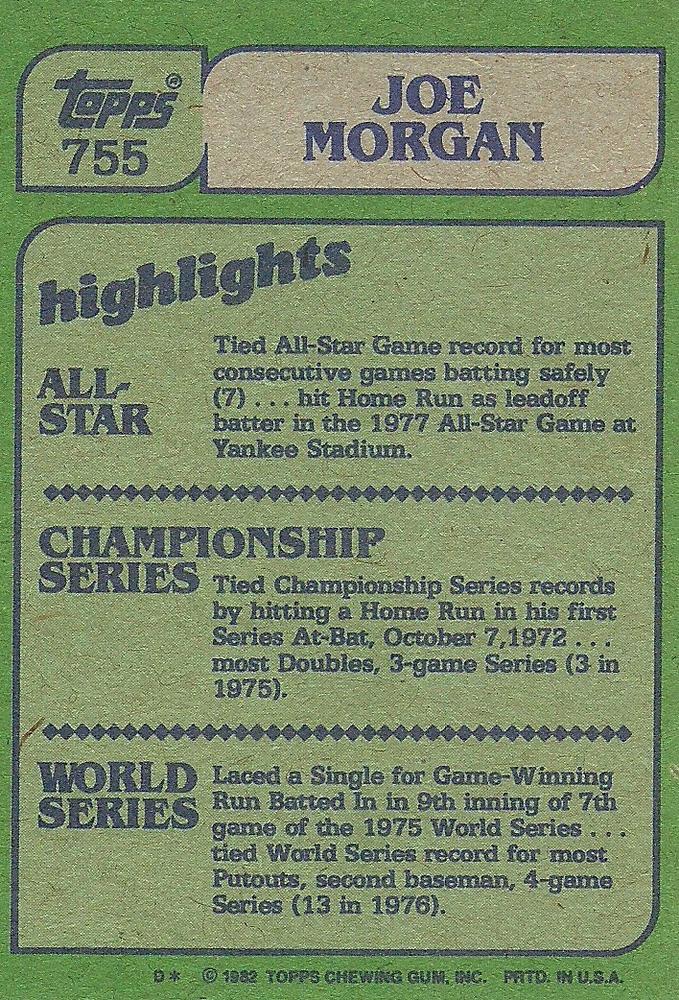 Joe Morgan  baseball card collectible - Main Image 2