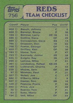 Reds Leaders / Checklist (Ken Griffey / Tom Seaver)  baseball card collectible - Main Image 2