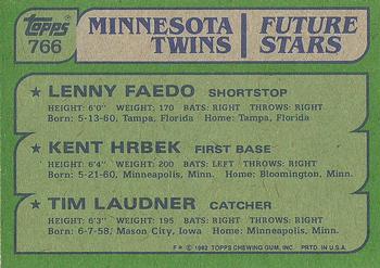 Twins Future Stars (Lenny Faedo / Kent Hrbek / Tim Laudner)  baseball card collectible - Main Image 2